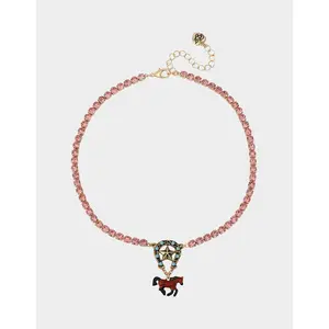 Betsey Johnson HORSE SHORT PENDANT NECKLACE BROWN