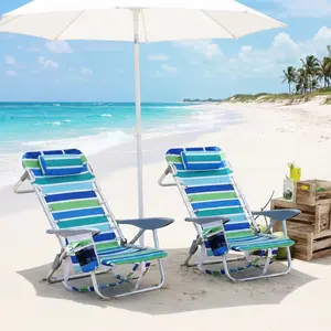 Fathersdaygift Summervibes Flash sale home items 2 Pack Lightweight Beach Backpack Chairs for Adults | 5-Position Adjustable Lay-Flat Low Seat, Hands-Free Portable, Cup Holder & Storage Pockets, for Outdoor Beach Camping Travel