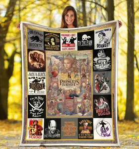 The Princess Bride Fleece Blanket - Iconic Movie Quote Collage Throw - Soft Cozy Bedding Gift for Fantasy Fans & 80s Movie Lovers