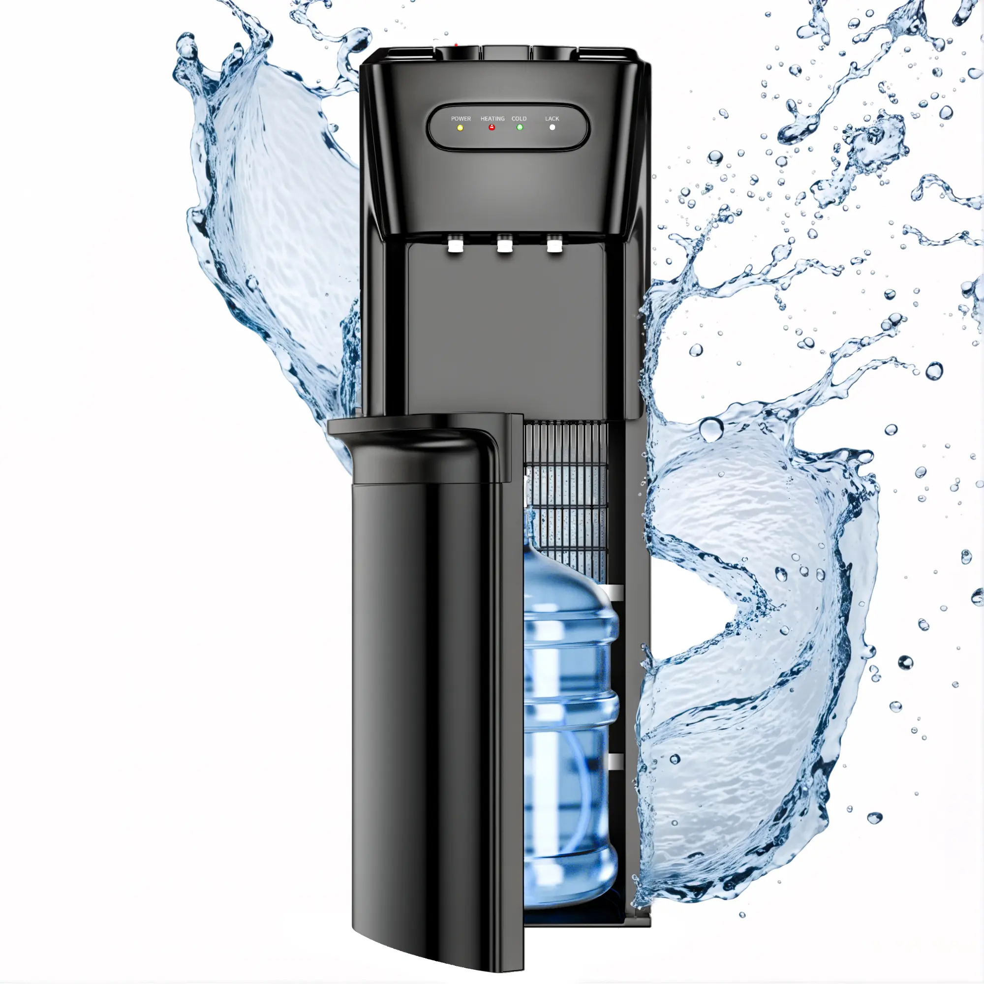 MANASTIN Water Cooler Dispenser, Hot & Cold Water Dispenser for 3 or 5 Gallon Bottles, Room Temperature Water, Child Safety Lock, Empty Bottle Indicator for Home & Office