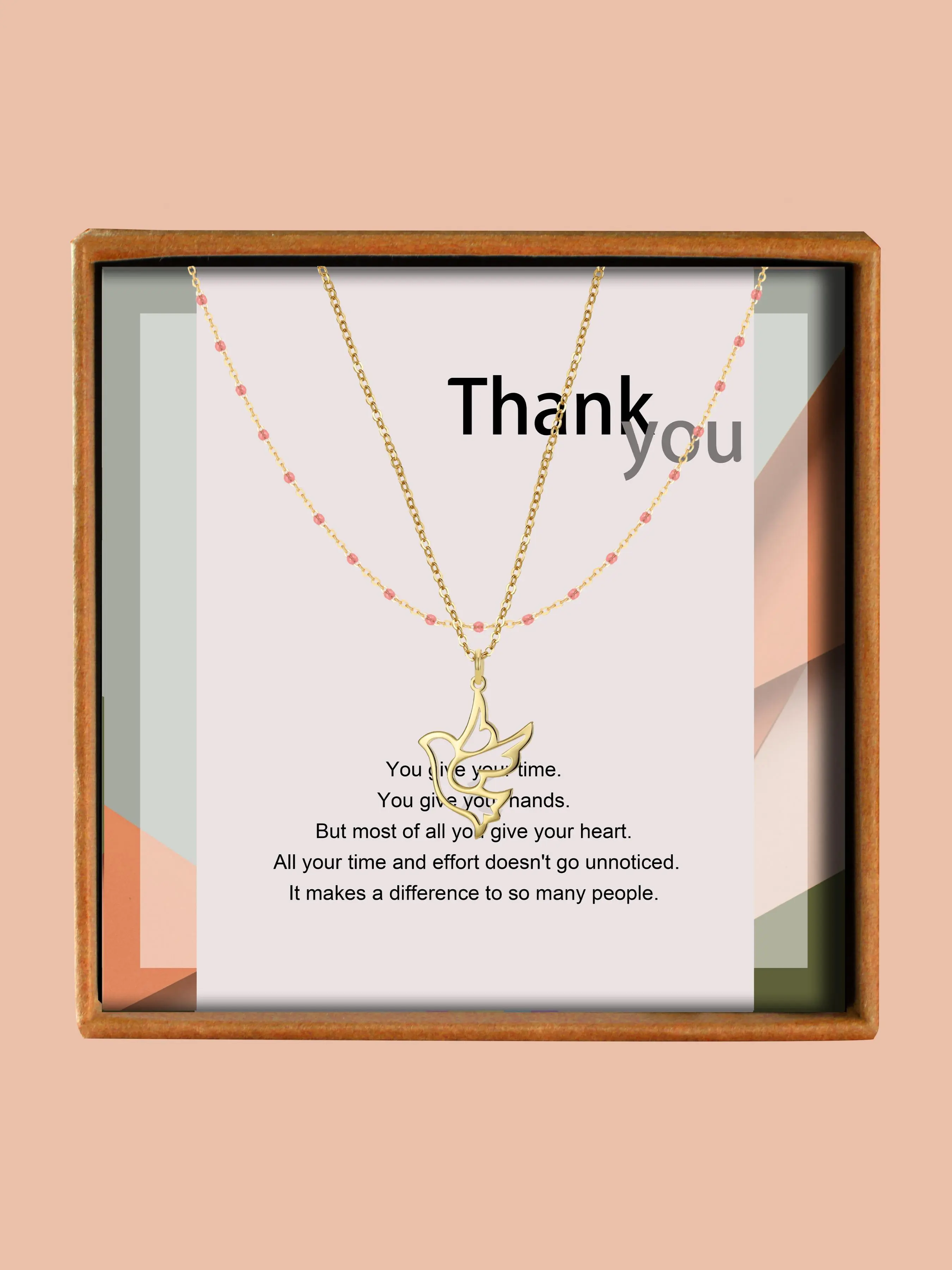 Hollow Out Dove Design Pendant Necklace & Gift Box, Elegant Beaded Necklace for Women for Party, Daily Clothing Decor, Trendy All-match Jewelry for Birthday Gift