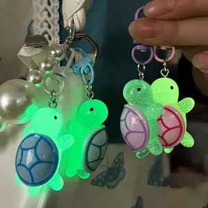 3/5pcs Cartoon Resin Luminous Little Turtle Keychain Pendant Random Color Girl Backpack Pendant Decoration