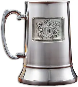 HomeWetBar Personalized Stainless Steel Beer Stein - 17 oz Engraved Beer Stein