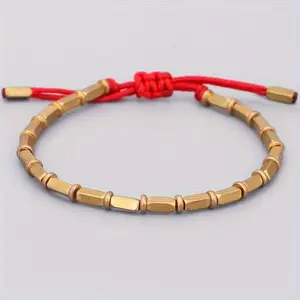 Irregular Copper Beads Wenwan String Bracelet, Handcrafted Bracelet with Unique Copper Beads, Elegant Wristband, Healing Bracelet for Anxiety  and Mood Relaxation, Y2K Party Style, Fresh, Vacation, Fashionable, Avant-Garde, Green, Gorgeous, Unique,