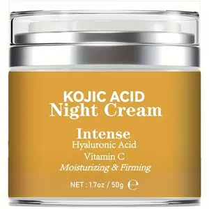 Kojic Acid Night Cream with Hyaluronic Acid & Vitamin C – Intense Moisturizing and Firming Face Cream, 1.7oz / 50g