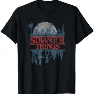 <Stranger Things> Blue Gradient Reflection Logo T-Shirt