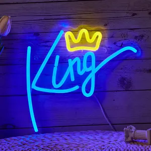 Creative King Letter Design LED Neon Light, Led Wall Light, USB Powered Neon Sign, Ambient For Party Decor, Cool Bedroom Accessories, Summer Decor