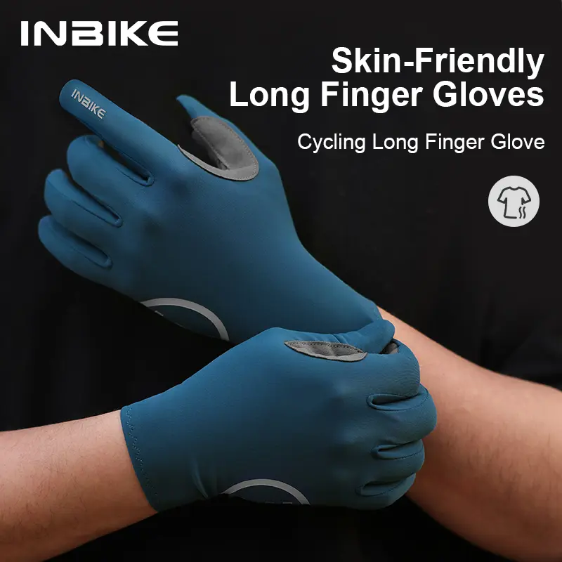INBIKE Full Finger Cycling Gloves - Breathable Nylon Blend, 3mm Shockproof Gel Padding, UPF 50+ Touchscreen, UV Protection, Anti-Odour, Quick Dry for MTB, Road Biking, S