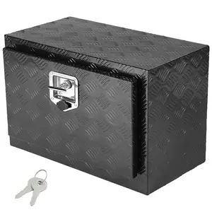 VEVOR Underbody Truck Box, 24" x 17" x 18" Pickup Storage Box, Heavy Duty Aluminum Diamond Plate Tool Box with Lock and Keys, Waterproof Trailer Storage Box with T-Handle Latch for Truck, Van, Traile