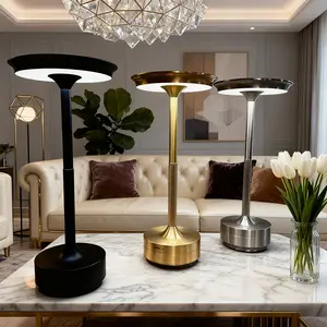 1PC，High end metal rechargeable desk lamp, decorative lighting for bars and restaurants, made of metal aluminum material, touch switch, USB charging, stepless dimming, tri color dimming, suitable for home, office, bar, coffee shop and commercial