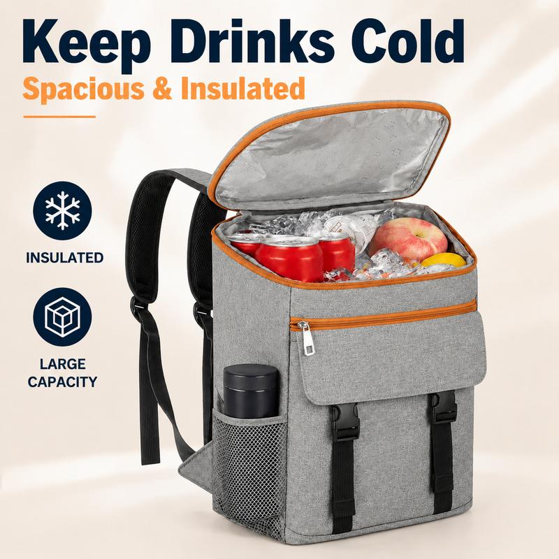 30-Can Insulated Cooler Backpack for Adults – Leak-Proof Backpack Cooler with Seamless PEVA Liner, Multiple Storage Pockets & Breathable Straps for Camping, Beach & Travel