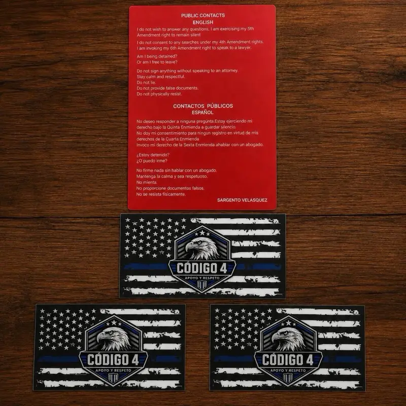 3 unidades: Sticker Código 4 Águila – Edición Línea Azul – Apoyo y Respeto