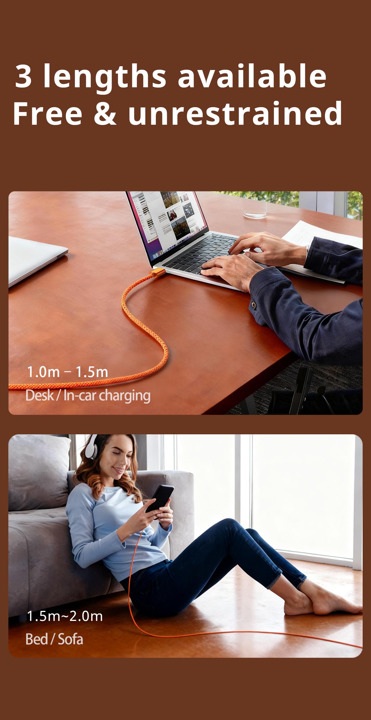 45W ultra-fast charging gaming cable—doesn’t obstruct hands while gaming; compatible with Apple 15/16/17 data cables; suitable for convenient office chargers and convenient iPhone tablets chargers; compatible with Samsung; available in packs of 1, 2, or 3