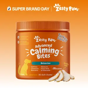 Zesty Paws Advanced Calming Bites for Dogs, Dog Composure & Relaxation Chews, Relief Soft Chew Pet Treats for Everyday Stress Support Food Natural