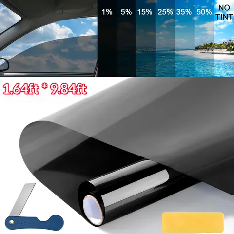 1-Way Privacy Solar Control Window Film (1.64Ft*9.84Ft) - All Vehicles' Sunshade for Car Windshield, Heat Insulation, UV Blocking, Sun Glare Reduction, Easy to Install, Car Exterior Accessory