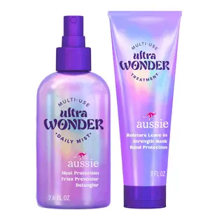 Aussie Ultra Wonder Duo, For All Hair Types 2pc Set: Ultra Wonder Daily Mist (7.6 fl oz) and Leave-In Treatment (8 fl oz)