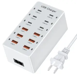 USB Charger, USB C Charger Block, 60W (12A) 12 Port Multiple USB Charger , Desktop USB Wall Charger 6 USB C Port, 6 USB A Port, For IPhone16/15/14, IPad, MacBook, Laptop, Pixel, Phones USB-C Multifunctional Charging Station