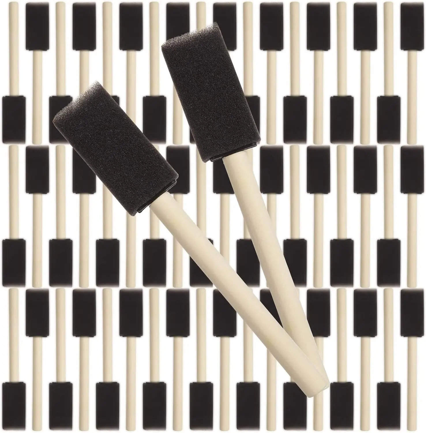 200 Pack 1 inch Foam Brush Bulk Foam Paint Brush Sponge Paint Brush with Wood Handle for Acrylics, Stains, Varnishes, Crafts