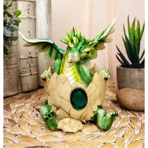 May Birthstone Dragon Egg Statue 4.75"Tall Green Emerald May Birthstone Gem