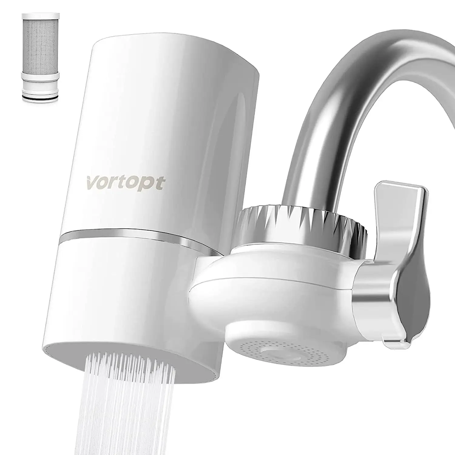 Vortopt NSF Certified Faucet Water Filter - Helps to reduce skin redness, irritation and acne - Water Purifier for Faucet, 400 Gallons Faucet Mount Ta
