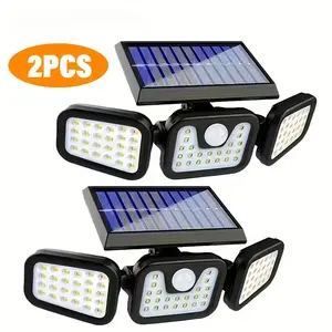 Twin Set Wireless Solar Security Lights 3-Sided Adjustable Heads Motion Sensor Weatherproof IP65 Rated Outdoor Lighting for Patio Yard Garden Easy No Tools Setup
