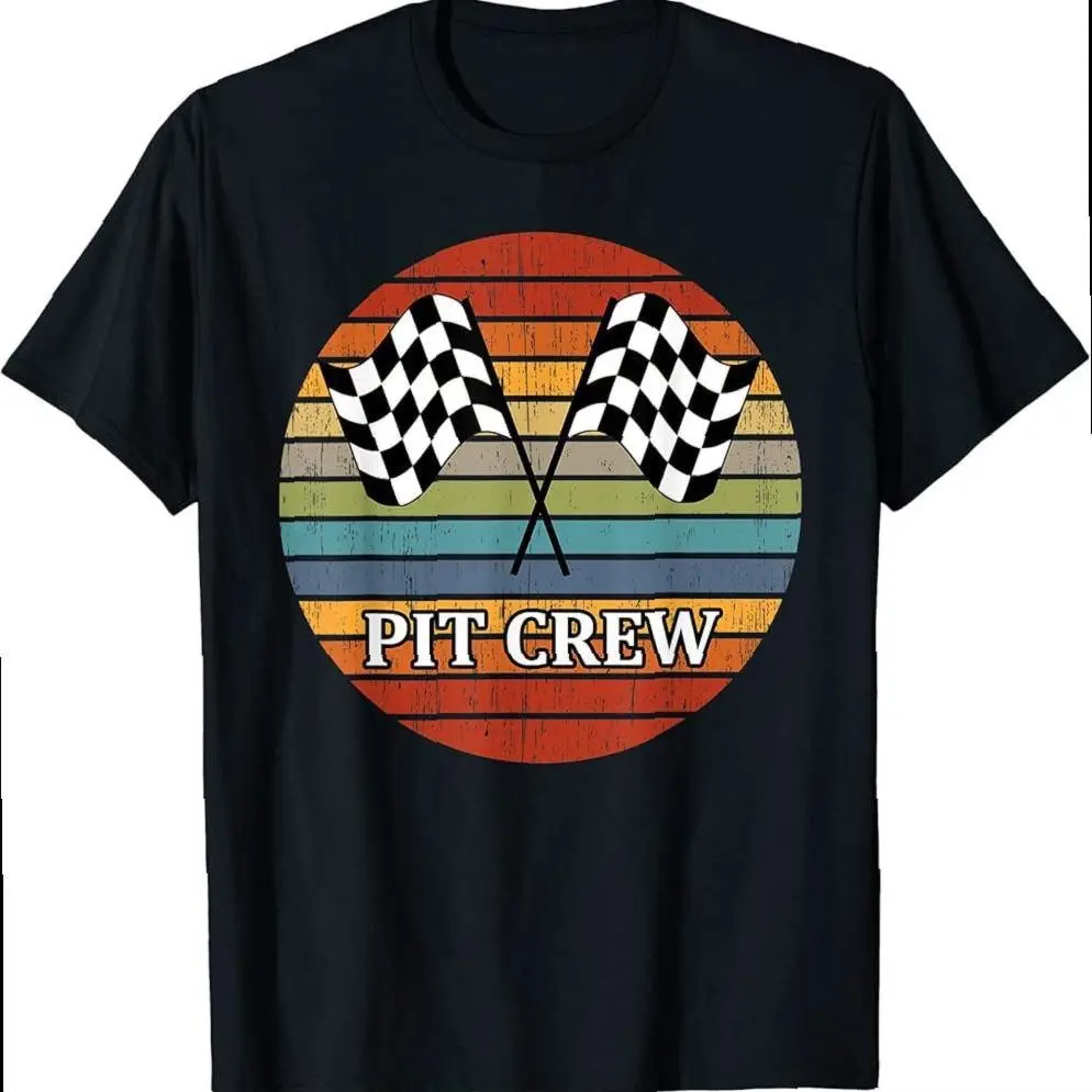 Checkered Flags Race Car Flag Pit Crew Vintage Retro Circle T-shirt