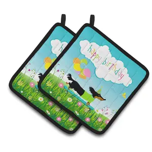 Carolines Treasures  Happy Birthday Dachshund Pair of Pot Holders