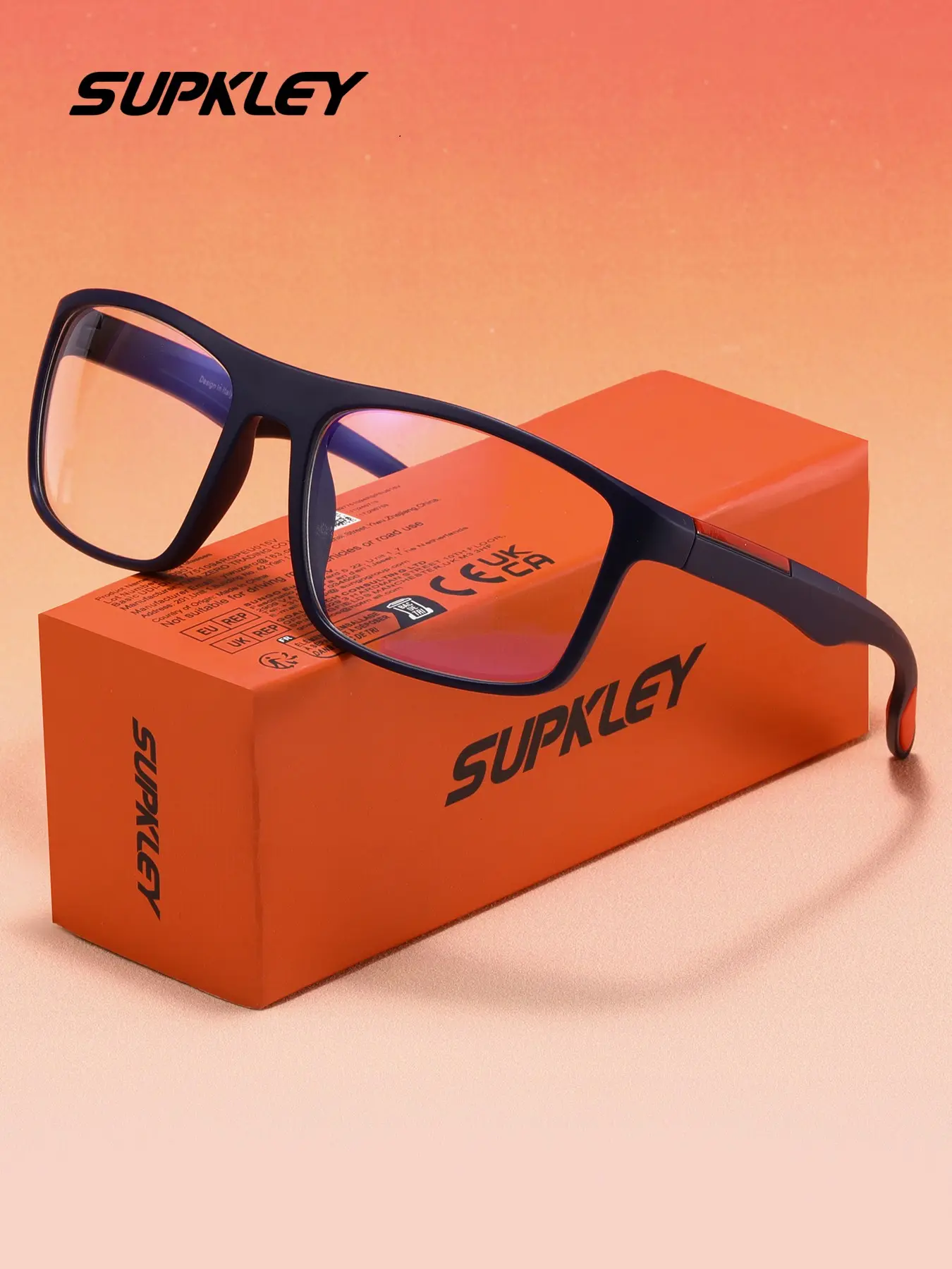 SUPKLEY Classic Anti Blue Light Glasses Square Frame Pc Material Unisex, Suitable For Daily Commuting, Business Work, Outdoor Sports, Lightweight And Easy To Carry, Comfortable Wearing Experience