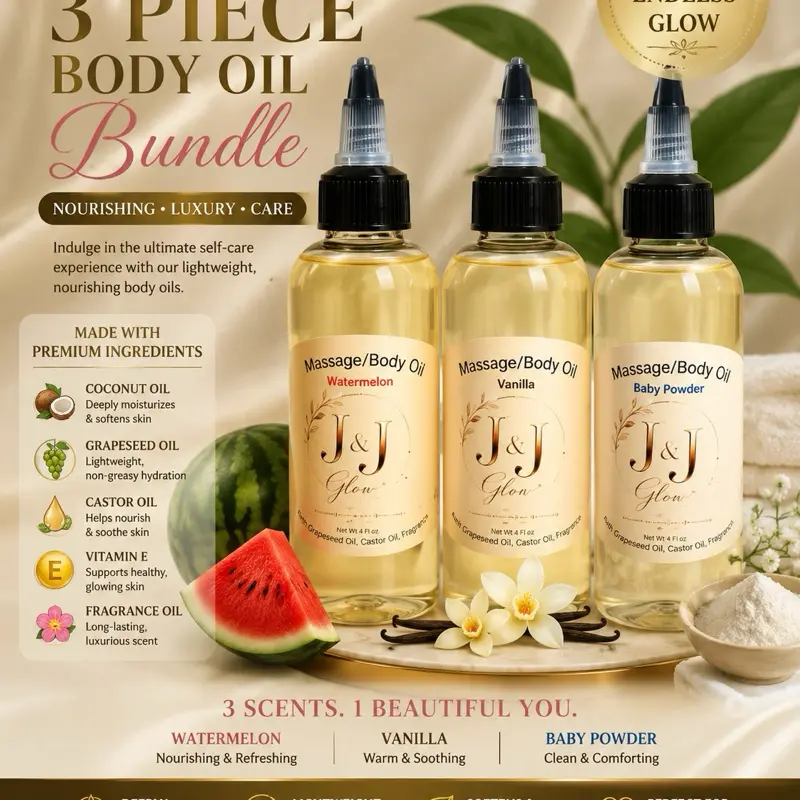 3 pieces bundle  of watermelon   Vanilla   Baby power nourishing body oils