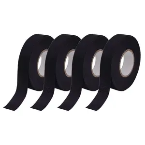 Electric Insulation Tape Fabric, 3/4In x 50ft Automotive Tape Cloth, High Temp Tape for Exhaust - 4 Rolls Wire Harness Friction Tape Black(Non-Flame Retardant)