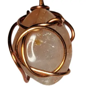 Copper wrapped fire quartz necklace