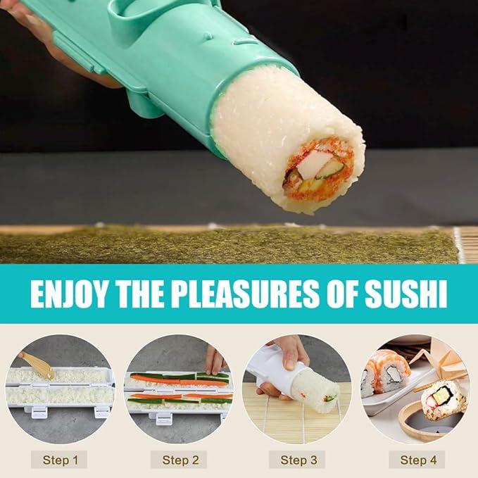 Sushi Making Kit, 22 in 1 Sushi Roller Sushi Maker Kit with Bamboo Sushi Rolling Mats, Bazooka, Chef's Knife, Chopsticks, Sauce Dishes, Rice Slicer