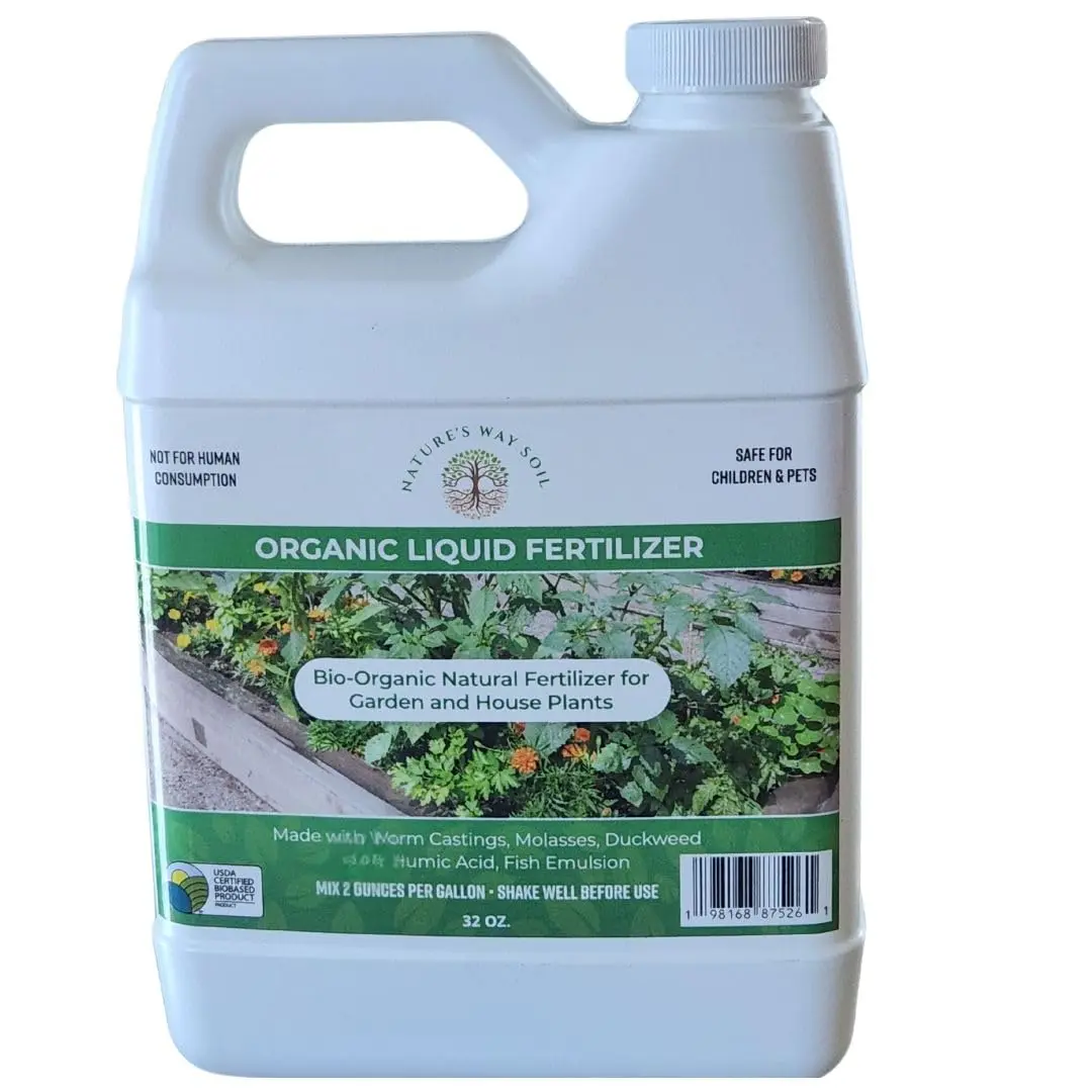 Nature's Way Soil Organic Liquid Fertilizer for Garden and House Plants/100% Ogranic/USDA Certified Biobased Product/with B-1 Vitamin, Aloe Vera Juice to Improve Transplants/Made Fresh Weekly/