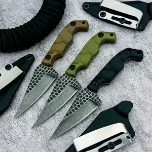 Small Full Tang Stroup Knives Hawkbill Fixed 8Cr13Mov Steel Knife Nylon Fiber Handle with Sheath, Portable Camping Hiking Fishing Tool, Outdoor Great Gifts for Men