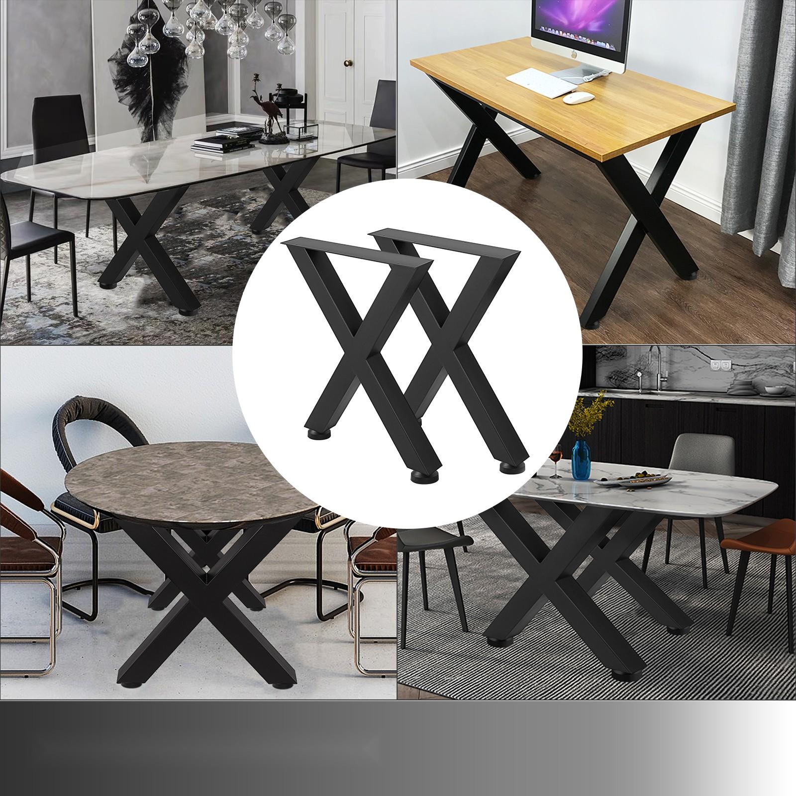 Set Of 2 Steel Dining Table Legs, 28-Inch High, 24-Inch Wide, Heavy-Duty 3.1-Inch Square Box Section X-Frame, Black Industrial Country Style Metal Table Legs For Dining Room And Kitchen Set Of 2 Steel Dining Table Legs, 28-Inch High, 24-Inch Wide, Heavy-Duty 3.1-Inch Square Box Section X-Frame, Black Industrial Country Style Metal Table Legs For Dining Room And Kitchen