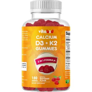 Vitamin D3 and K2 Gummies for Bone and Heart Health Support 180 Count Pectin Based Vegan Calcium Absorption Supplement for Adults and Kids Strawberry Flavor Essential D3 K2 Vitamins Joint and Immune Support