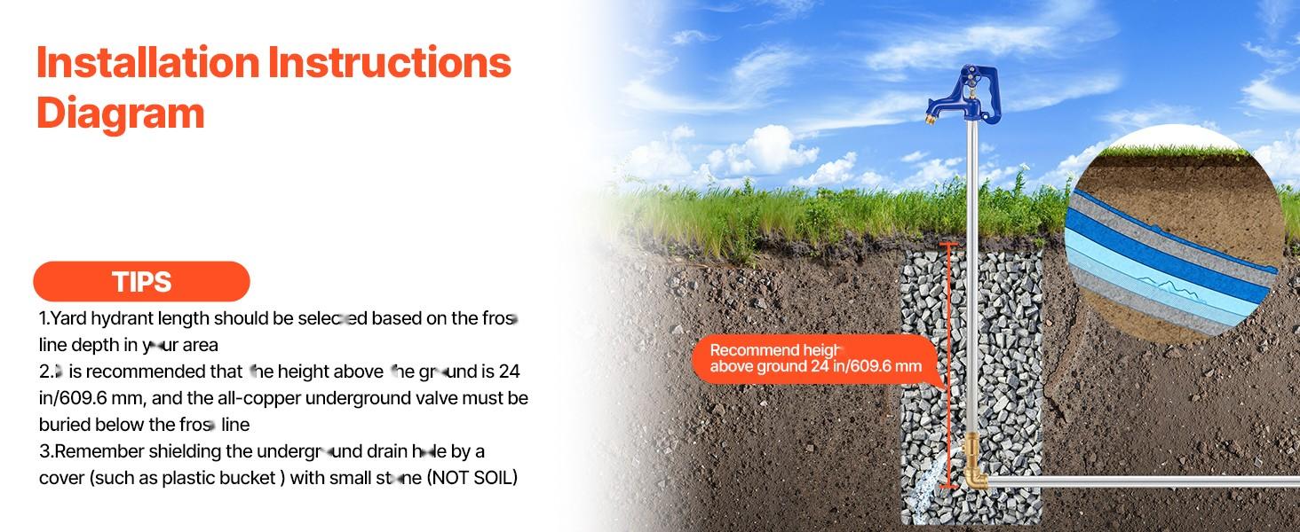 Frost-Proof Yard Hydrant For Irrigation, 12-Inch Buried Depth, Outdoor Freeze-Proof Faucet With 3/4-Inch NPT Connection, Lever Handle And Handwheel, Lead-Free Hydrant For Garden, Yard And Farm Irrigation Applications