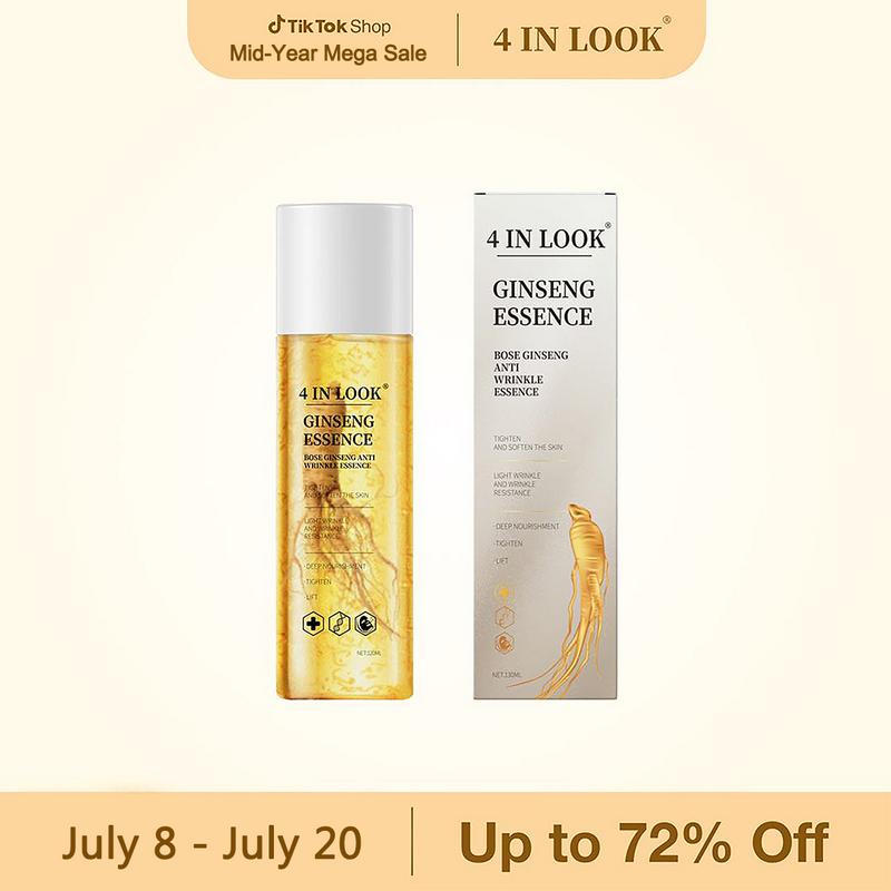 [4inlook official]Natural Ginseng Anti-Aging Hydrating Essence Water – 100% Wild Ginseng from Himalayas, Deep Moisture & Wrinkle Care for All Skin Types    Firming Skincare Serums