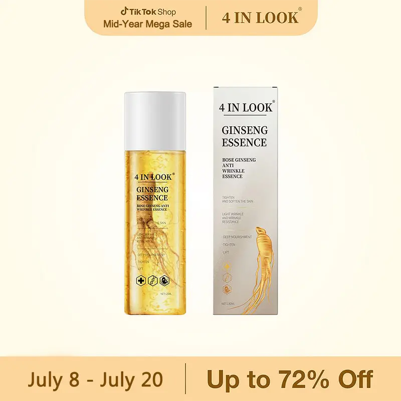 [4inlook official]Natural Ginseng Anti-Aging Hydrating Essence Water – 100% Wild Ginseng from Himalayas, Deep Moisture & Wrinkle Care for All Skin Types    Firming Skincare Serums