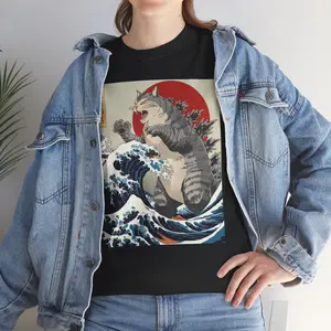 Catzilla Japanese Art Funny Cat Lovers Gifts for Men, Women, and Kids T-Shirt