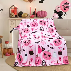 PAUSEBOLL Halloween Blanket Horror Movie Throw Blanket Pumpkin Super Soft Cozy Plush for Sofa and Chairs Perfect Halloween Gift
