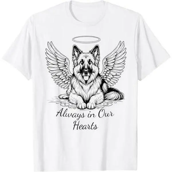 German Shepherd Always in Our Hearts Angel Dog Pet Memorial T-Shirt