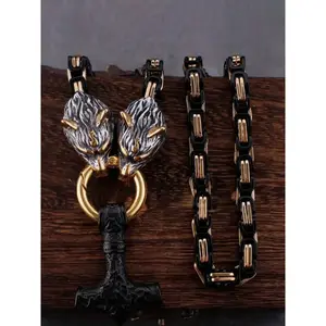 Viking Myth Hammer Design Pendant Necklace, Punk Style Stainless Steel Jewelry for Party, Daily Clothing Decor, Trendy All-match & Exquisite Jewelry for Birthday Gift, Chunky Chain Necklace