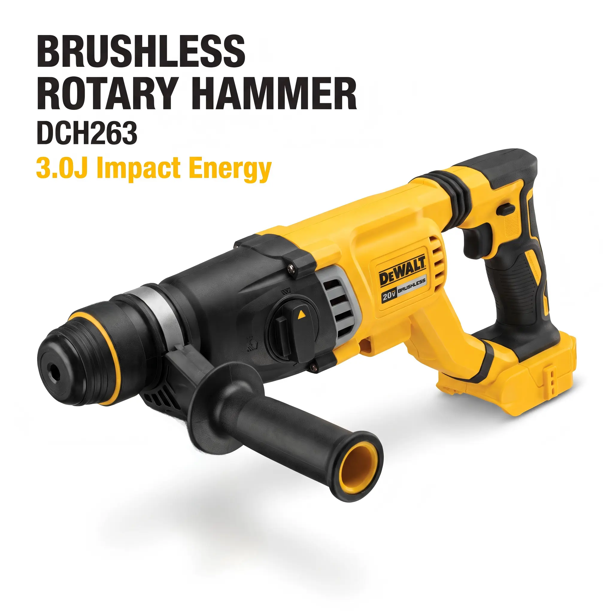 Dewalt DCH263 Brushless Motor Rotary Hammer, 3.0J SDS Plus Drill for Concrete Drilling, Ideal for Construction Pros
