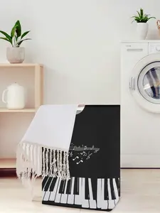 Keyboard Pattern Open Storage Box, Foldable Laundry Basket with Handle, Casual Home Bathroom Organizer, All Seasons Use