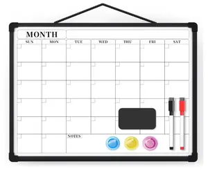 Monthly Calendar Dry Erase Board, 16"x12" White Board Dry Erase for Wall, Small Hanging Dry Erase Board, Double-Sided White Board for Home, Office, or School
