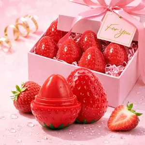 4-Piece Strawberry Lip Balm Set, Deeply Moisturizing, Long-Lasting, Suitable for All Skin Types, Ideal for Dry Lips, Daily Care, Christmas Gift