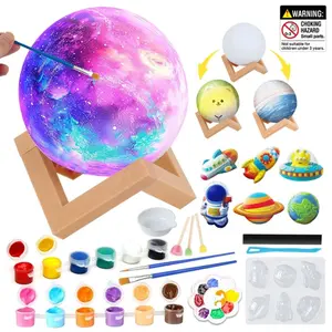 Handmade DIY Moon Lamp + Space Doll Coloring Set, Kids Doodle Educational Toy, Best Gift for Boys Girls Ages 5+, Holiday Present