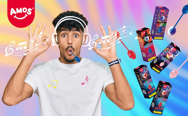 Amos TastySounds Music Lollipops Sugar-Free Audio Candies with Bone Conduction Tech Strawberry Blueberry Watermelon Snack Perfect Party Favor Amos TastySounds Music Lollipops Sugar-Free Audio Candies with Bone Conduction Tech Strawberry Blueberry Watermelon Snack Perfect Party Favor