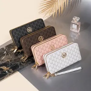 New M Monogram Print Fashion Wallet For Women Minimalist Card Holder Slim Zipper Coin Purse Crossbody Phone Bag